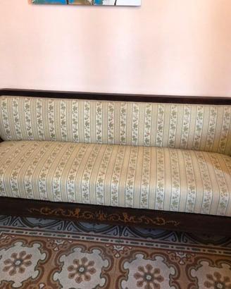 Divano Sofa Antico Art Déco in Legno Intarsiato 