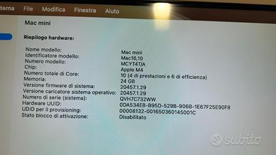 Apple Mac Mini M4 24/512 GPU 10-core - Informatica In vendita a Napoli