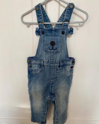 2 salopette jeans bimbo bimba - 6/9 mesi - 74 H&M