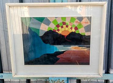 Quadro con Riviera di napoli dipinto a olio, 1967.
