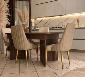 Tavolo da pranzo in legno color noce allungabile