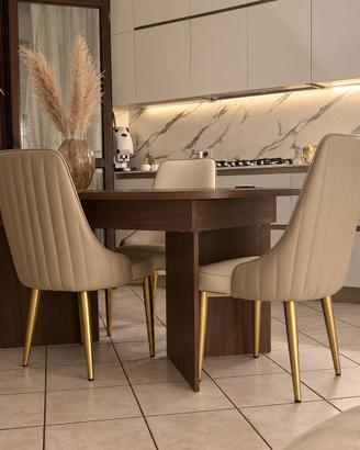 Tavolo da pranzo in legno color noce allungabile