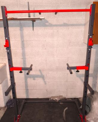 Home gym: rack + panca + attrezzatura varia