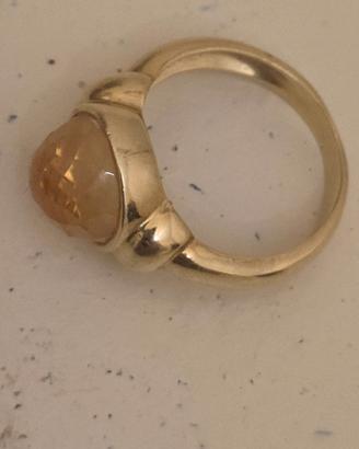 anello oro 18 k con pietra quarzo citrino