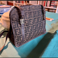 FENDIricercataBORSAvintageTESSUTOmonogramMARRONE