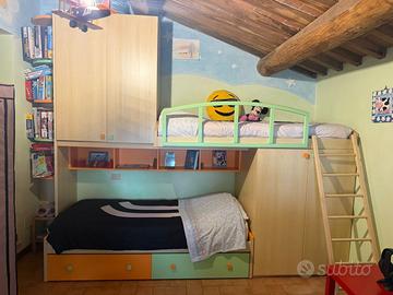 Cameretta bambini con letto a castello + armadio