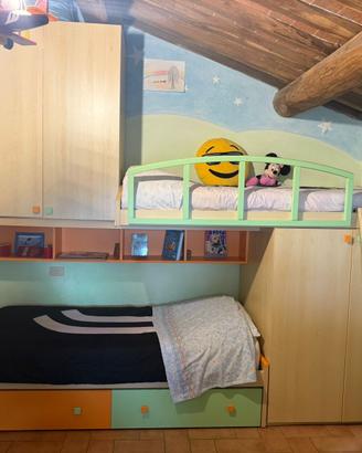 Cameretta bambini con letto a castello + armadio