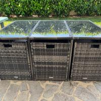 Tavolo da giardino, poltroncine e sgabelli