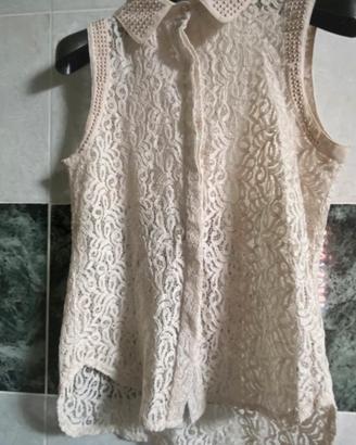 Camicia smanicata in pizzo VinceOtto taglia unica