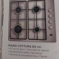 Piano cottura a gas con 4 fuochi