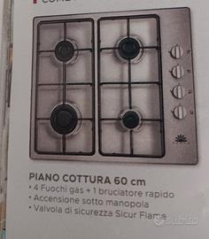 Piano cottura a gas con 4 fuochi