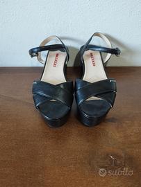 sandali con zeppa Prada  in pelle