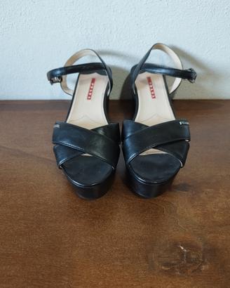 sandali con zeppa Prada  in pelle