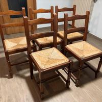 Sedie in legno massello con sedute in paglia