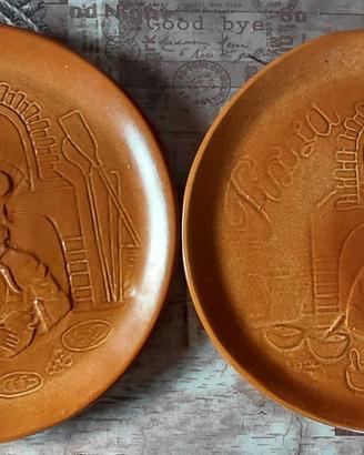 2 Piatti pizza in ceramica  Ceramica Paola vintage