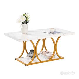 Tavolino da Caffè in Effetto Marmo  Rettangolare
