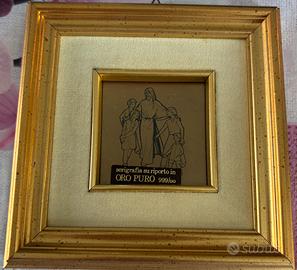 Quadretto Gesù con i bambini in oro Gino Loreti