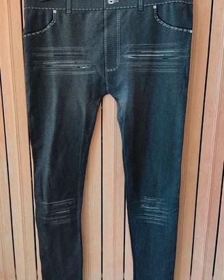 Leggins donna ragazza taglia L/XL nero melange