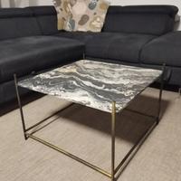 TAVOLINO Desing MARMO e OTTONE 60x60 - Pezzo Unico