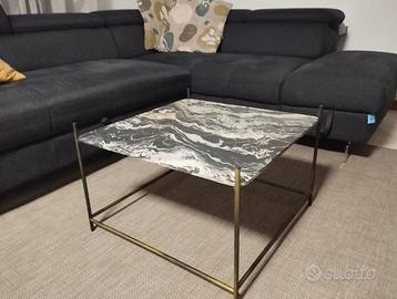 TAVOLINO Desing MARMO e OTTONE 60x60 - Pezzo Unico