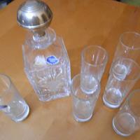 Servizio da liquore antico in argento e cristallo