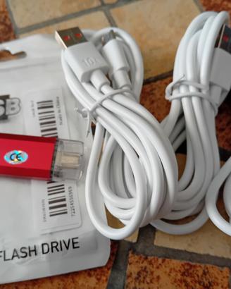 3 cavi usb-c + chiavetta usb  64 gb