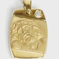 Medaglia con Cristo oro 18 kt e brillante Chimento