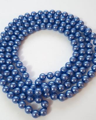 Collana perle vetro di pregio vintage blu ardesia