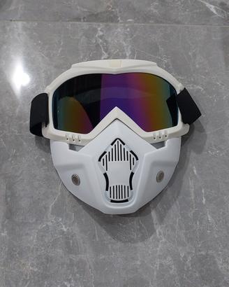 Maschera bikers, moto, bianco, da sole