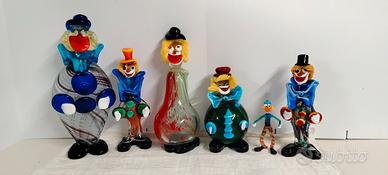 6 Pagliacci Vetro Murano Vintage da collezione