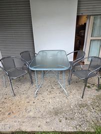 Tavolo da giardino in vetro + 4 sedie