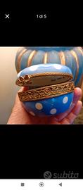 Portagioie Limoges e ottone dipinto a mano