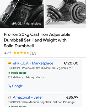 Set Pesi PROIRON da 20 kg