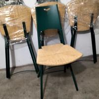 4 sedie pieghevoli paglia e struttura metallo verd