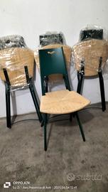 4 sedie pieghevoli paglia e struttura metallo verd