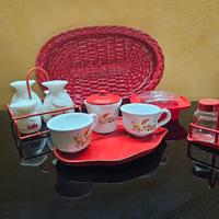 Set accessori da cucina bianco e rosso