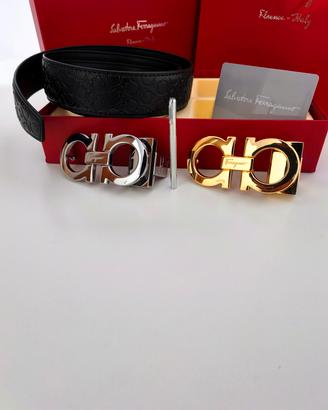Set cintura Ferragamo fibbie argento e oro nuova