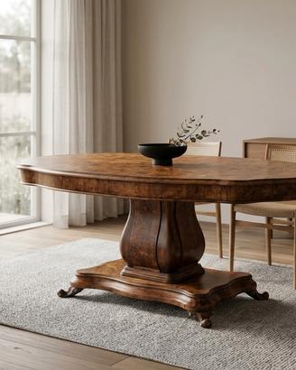 tavolo stile barocco rococcò in legno e piuma