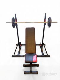 PALESTRA-HOMEGYM panca +cavalletti+rack trazioni