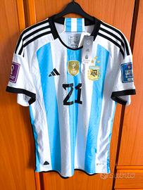 Maglia Argentina DYBALA #21 Mondiali calcio 2022