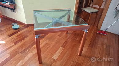 Tavolo Calligaris legno ciliegio e cristallo
