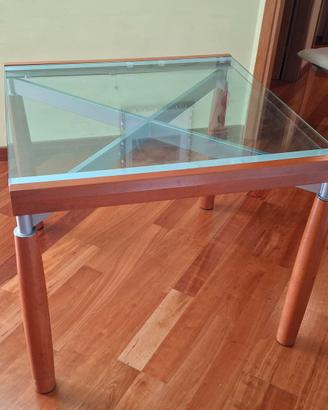Tavolo Calligaris legno ciliegio e cristallo