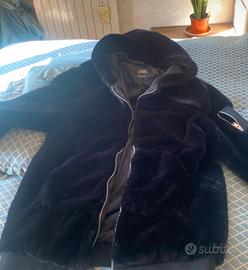 Cappotto Zara nero tg L castorino sintetico