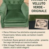 Poltrona Frau Vintage in velluto verde - originale