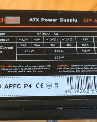 ALIMENTATORE PC TECHSOLO STP-650