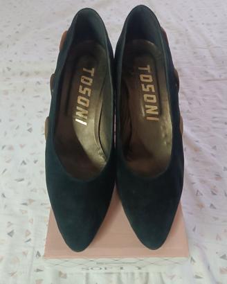 Scarpe Tosoni nere in vero cuoio e camoscio