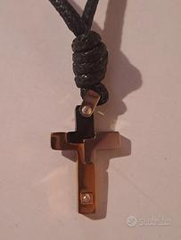collana Stroili croce cin brilanino placcato oro 