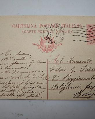 Cartolina Postale 1918 Annullo Ferrovia Tenente