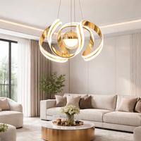 lampadario dorato a sospensione LED moderno 