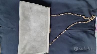 Pochette in pelle scamosciata beige 